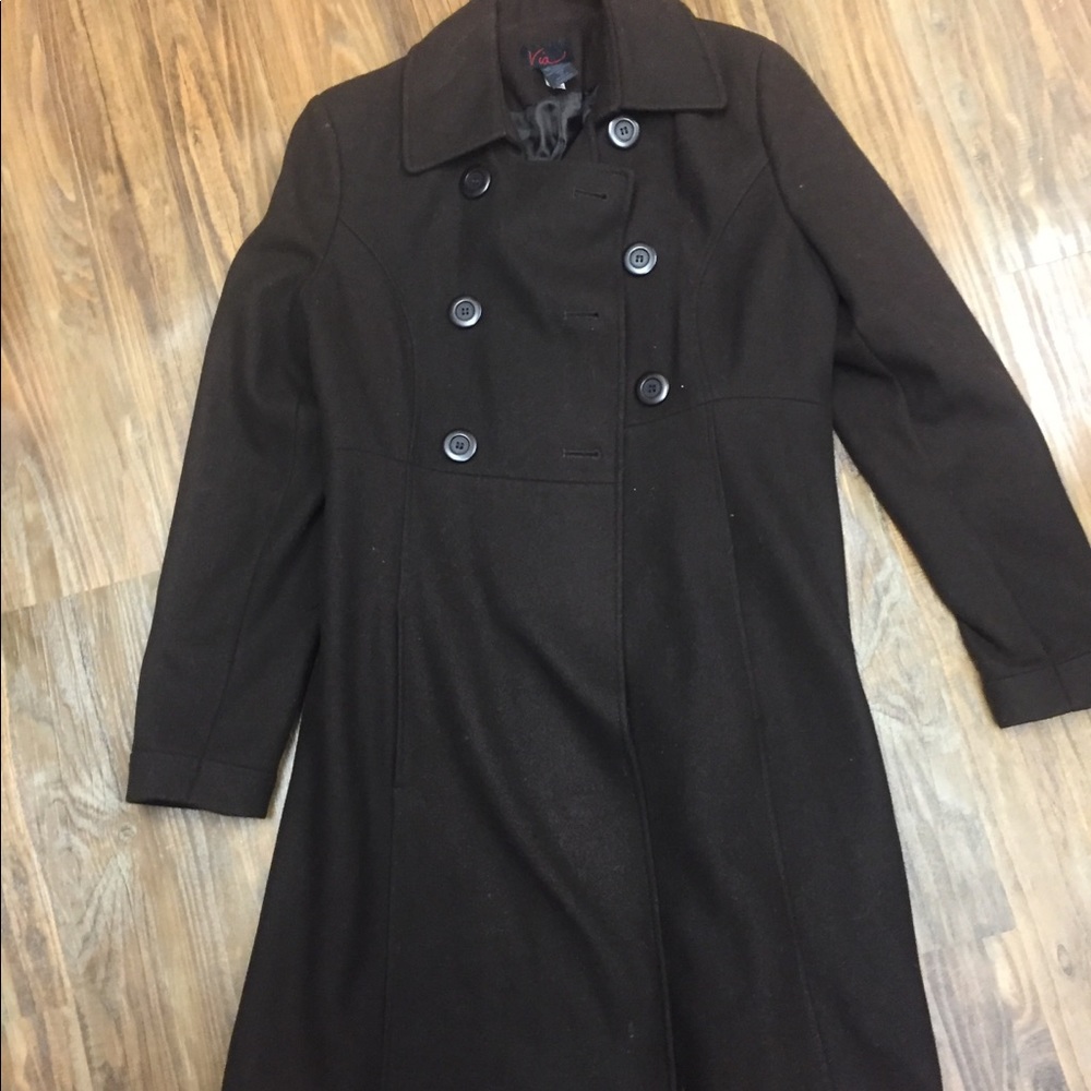 Via by Victoria Secret Brown wool knee length coat